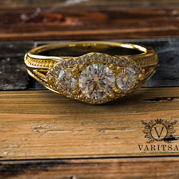 1.13ct Round Cut Diamond Gold Engagement Ring - 03US75